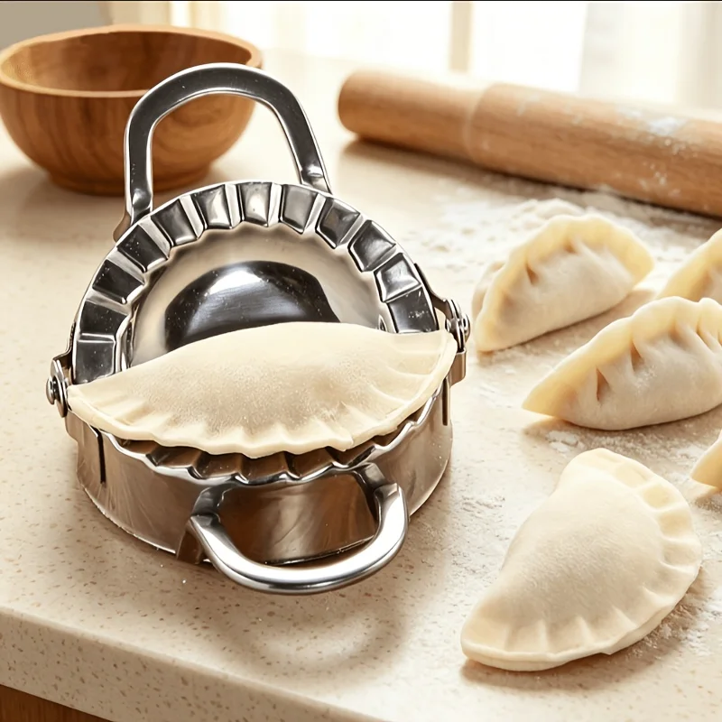 1PC Dumpling Maker Mold, Stainless Steel Press Cutter, Crimping Seal Design, Quick DIY Dumpling Pie Tool, Reusable Easy Clean