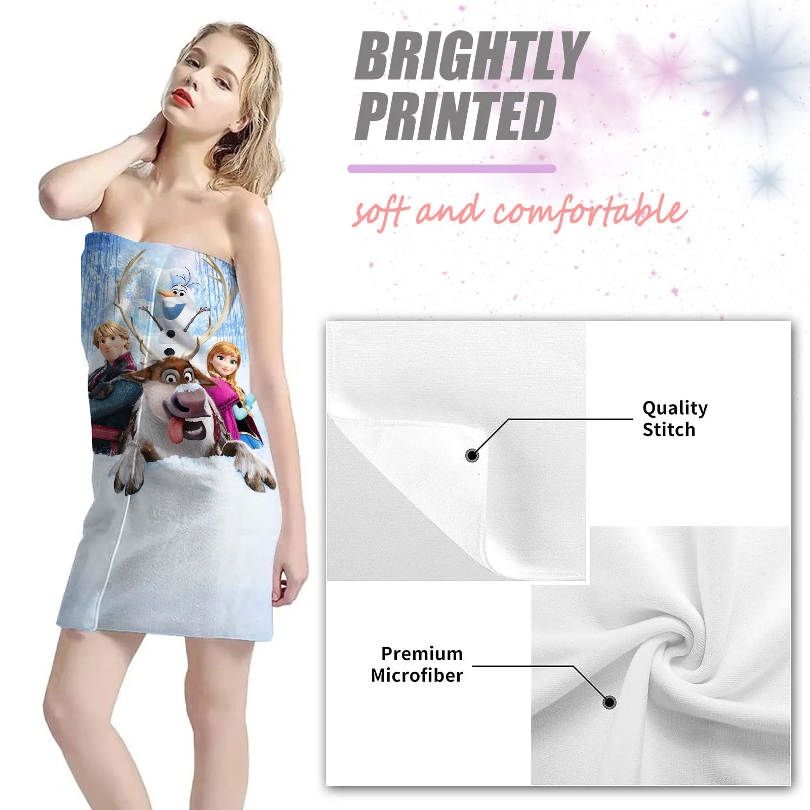 Frozen Princess Elsa Beach Towel Microfiber Quick Dry For Home Shower Bath Towels Bathroom Set & Items Sauna image 3