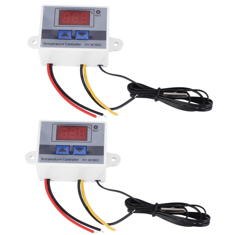 2X 220V Digital LED Temperature Controller 10A Thermostat Control Switch Probe New