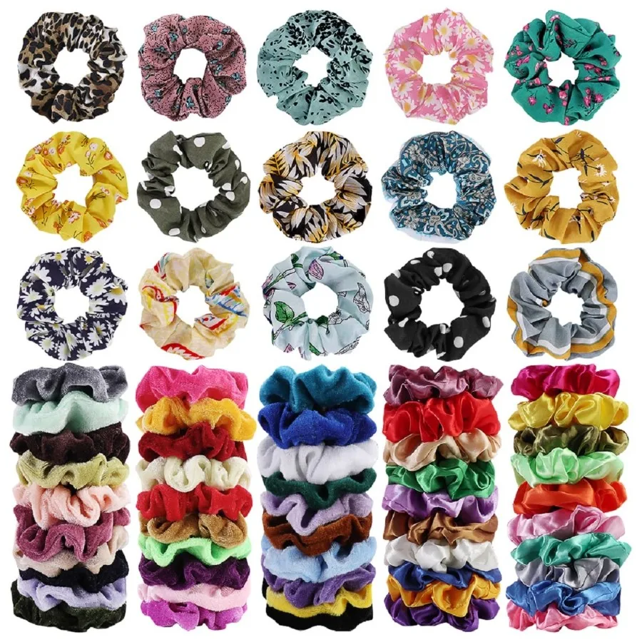 

65 Pcs Velvet Hair Scrunchies Hair Bands for Women and Girls Soft Elastic Ponytail Holders Ideal for Birthday Party Thanksgivin