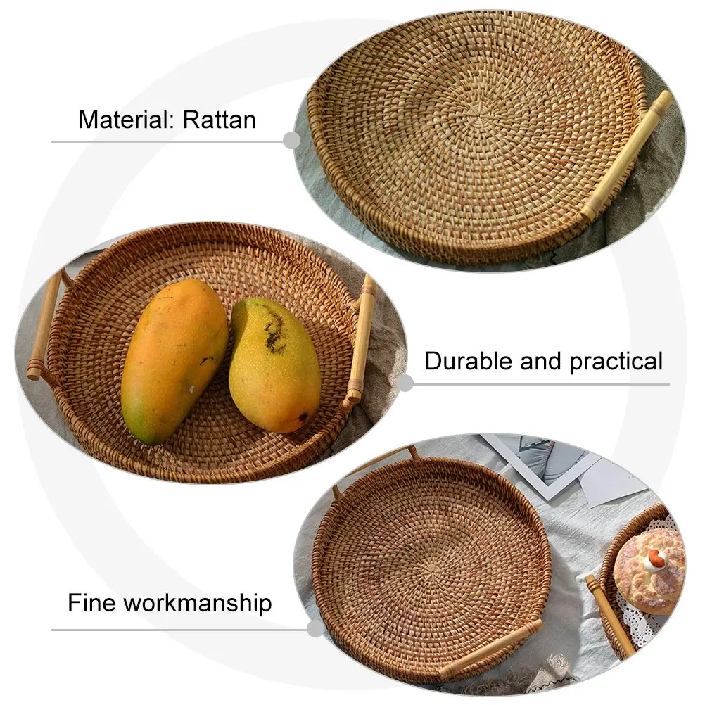 

Rattan Fruit Storage Handmade Woven Food Container Kitchen Container Bread Serving Table Decor Home