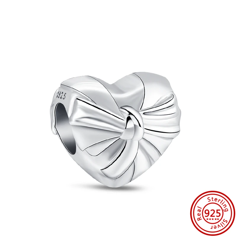 Breloques Pandora originales en argent, rose, blanc, Zircon, pour maman, papa, épouse, tante, amis, perles en forme de cœur, Bracelet, DIY, cadeau