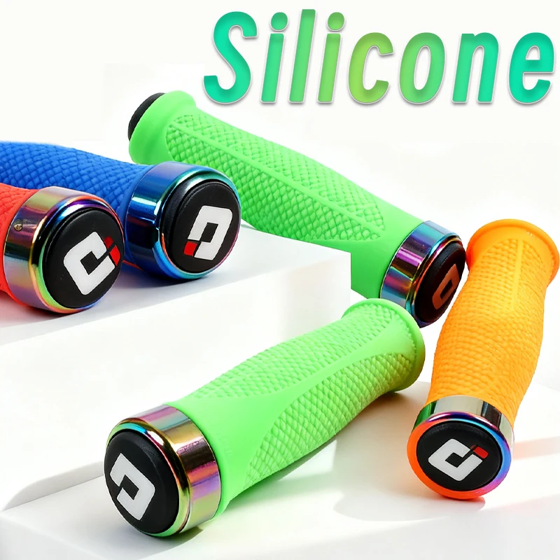 

ODI Silicone Lock On Bike Handlebar Grips Mountain Mtb Folding Bicycle Grips Anti-Slip Purple Green Handle Grip