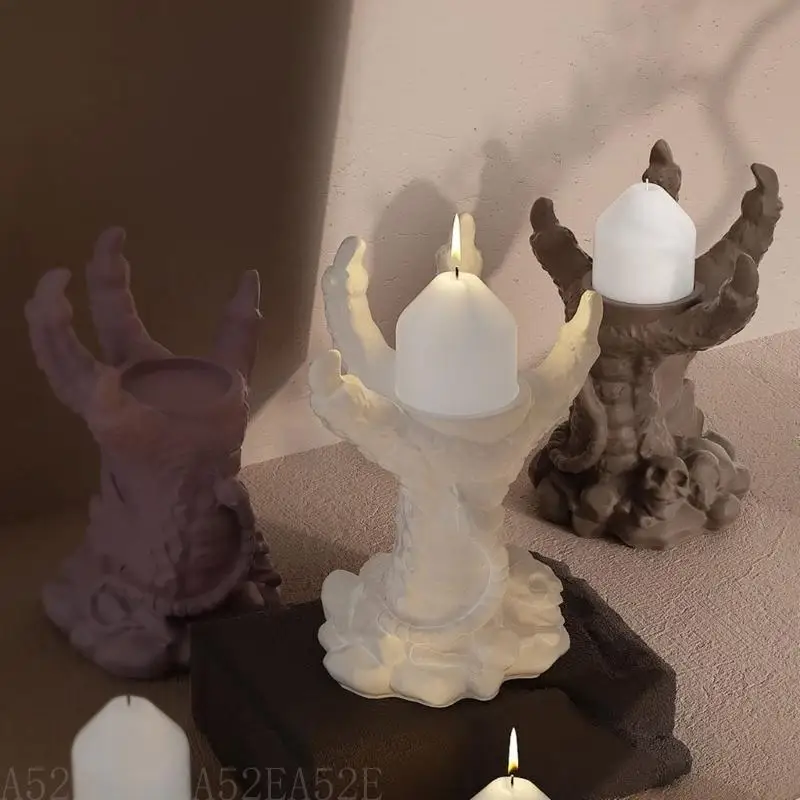 

652F Unique Tealight Holders Making Silicone Mold for Epoxy Crafting Container Artistic Candlesticks Making Mould