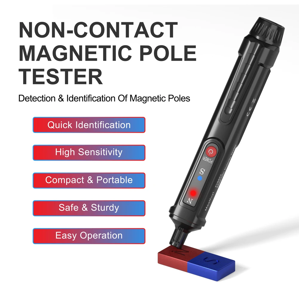 MASTFUYI FY8851 Tester di polarità con penna a palo magnetico rilevatore di palo N/S rilevatore di magneti con identificatore di palo magnetico nord