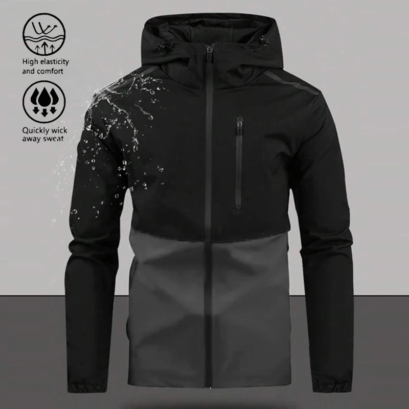 

Man Waterproof Windproof Outdoor Jacket Coat Men Cargo Hooded Hike Casual Jacket Male Multi Pocket Sport Work Safari Windbreaker