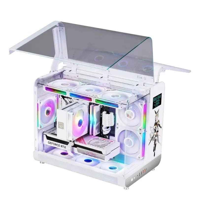Desktop 360 Water Cooling Gaming Computer With New LCD Screen And Tempered Glass Host Case