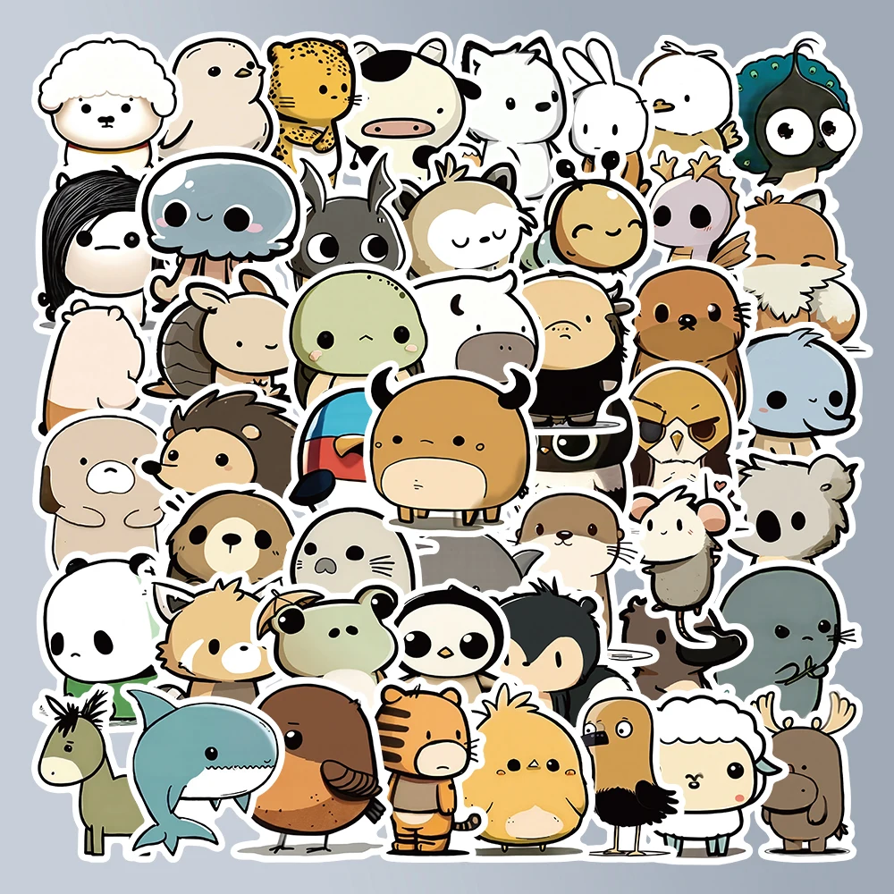 ชุดสติกเกอร์สัตว์การ์ตูนน่ารักหลากหลายแบบสำหรับตกแต่งแล็ปท็อป ขวดน้ำ สมุดภาพ งานฝีมือยอดนิยม ทันสมัย และไม่ซ้ำใคร