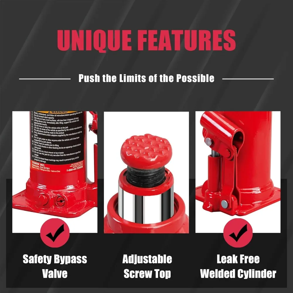 مقبس زجاجة سيارة هيدروليكي 10 طن لإصلاح السيارات ورفع المنزل، سعة 20000 رطل، هيكل فولاذي متين
