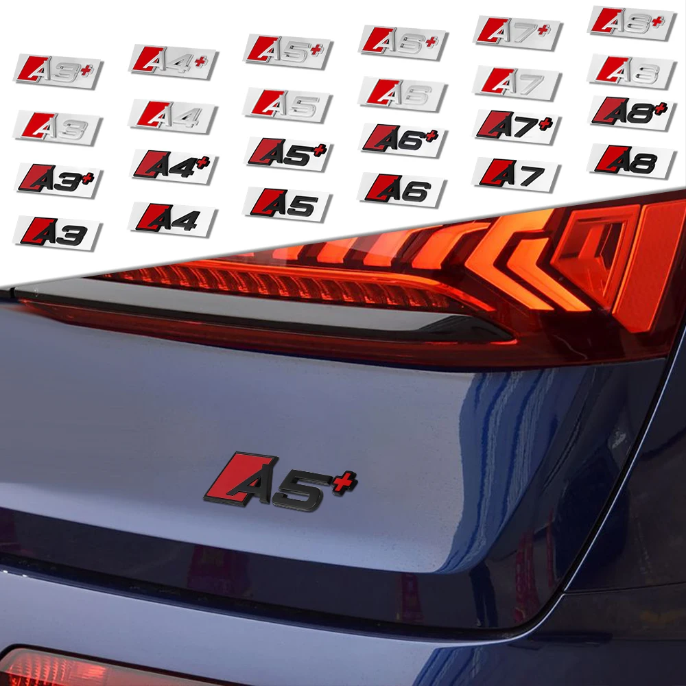 1pc 3d de alumínio para audi a3 a4 a5 a6 a7 a8 a3 + a4 + a5 + a6 + a7 + a8 + carta do carro tronco traseiro pára-choques emblema adesivo cauda crachá decalque