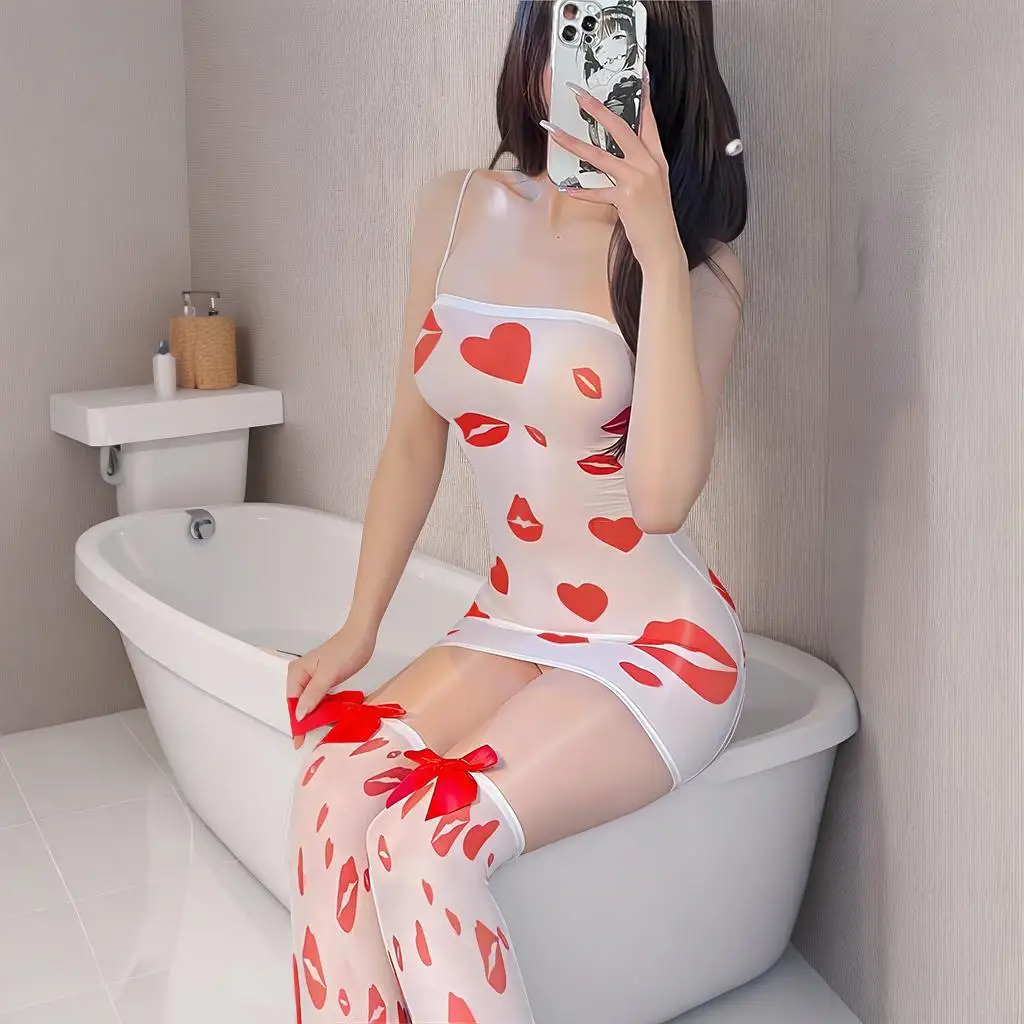 

Платье Комбинезон в стиле киберспорта с юбкой на ягодицах, чулки-бабочки с принтом и отметками поцелуев Женское праздничное платье Женская одежда