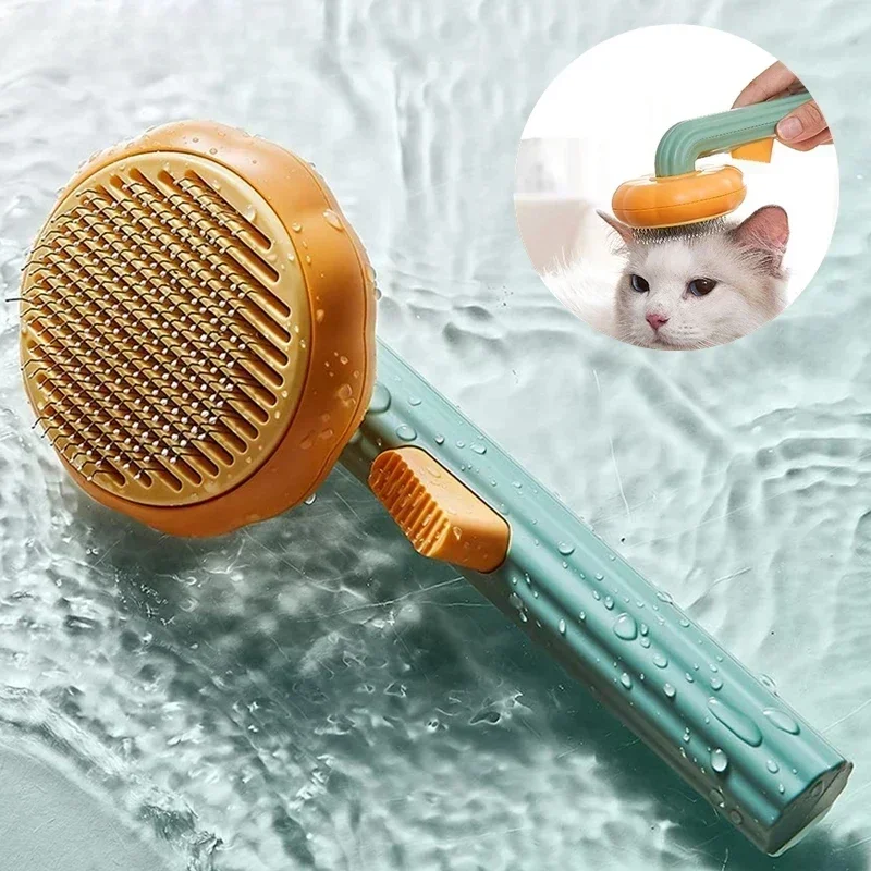 Pumpkin Pet Brush Self Cleaning Slicker Brush for Shedding Dog Cat Grooming Comb Removes Loose Underlayers and Tangled Hair