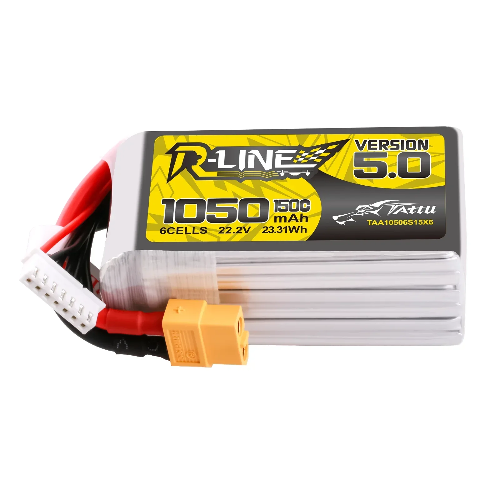 Tattu R-Line Version 5.0 850/1050/1200/1300/1400 mAh 11,1 V/14,8 V/22,2 V 150C 3S1P/4S1P/6S1P Lipo-Akku mit XT60/XT30-Stecker