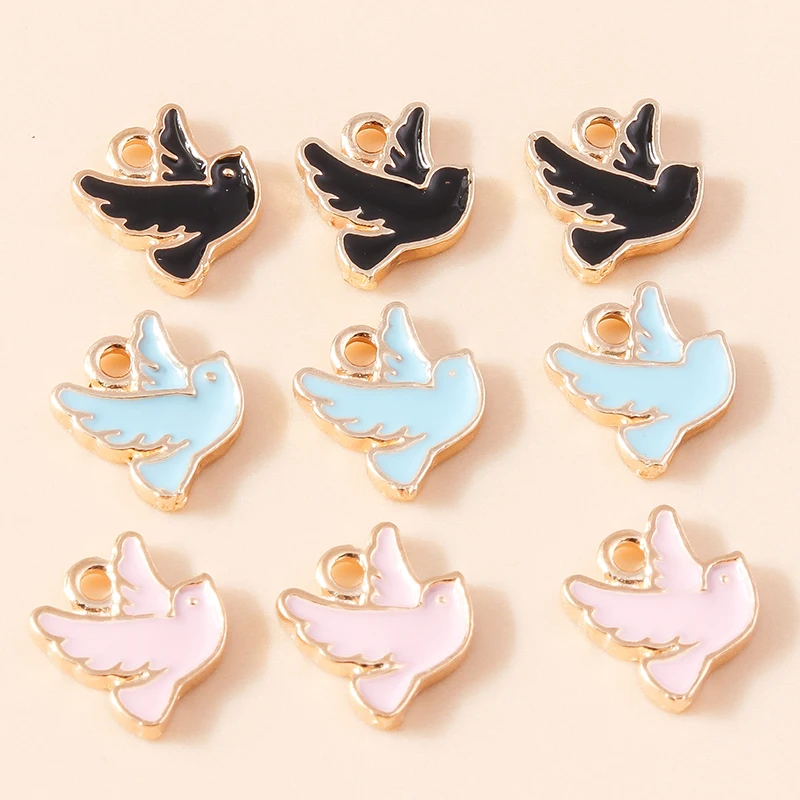 10 Stück Cartoon-Tier-Anhänger, Emaille-Vogel-Tauben-Charms, Anhänger für Schmuckherstellung, Halsketten, Ohrringe, Armbänder, DIY-Bastelbedarf – Detail 6
