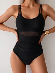 2025 New Sexy Mesh One Piece Swimsuit For Women Plus Size Swimwear Female Bodysuit Bathing Suit Beachwear Swimming Suit Bathers