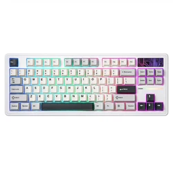 YUNZII YZ87 White TKL 75% 87-Key Gasket Wireless Hot Swappable Mechanical Gaming Keyboard with BT5.0/2.4G/USB-C NKRO RGB Backlit