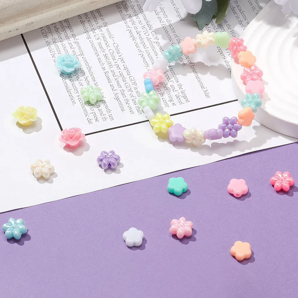 Box Flower Shaped Beads DIY Craft Jewelry Making Necklace Bracelet Accessories Acrylic Smooth Mini Hole DIY Beads