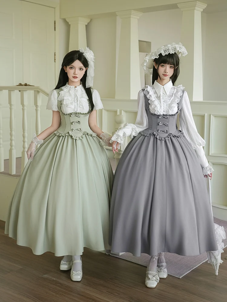 الأصلي المحكمة نمط لوليتا ريترو أنيقة تنورة طويلة Sk الصيف المرأة الجديدة عالية الخصر ضئيلة أنيقة الأميرة الشاي حزب تنورة أعلى #2