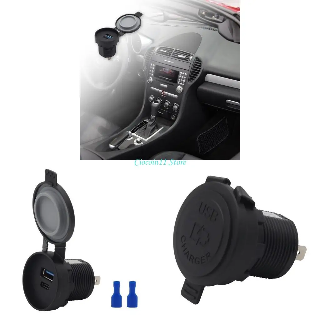 

Y1UB Charging Socket USB A & Type-C Fast Charging Adapter Double Port Power Outlet