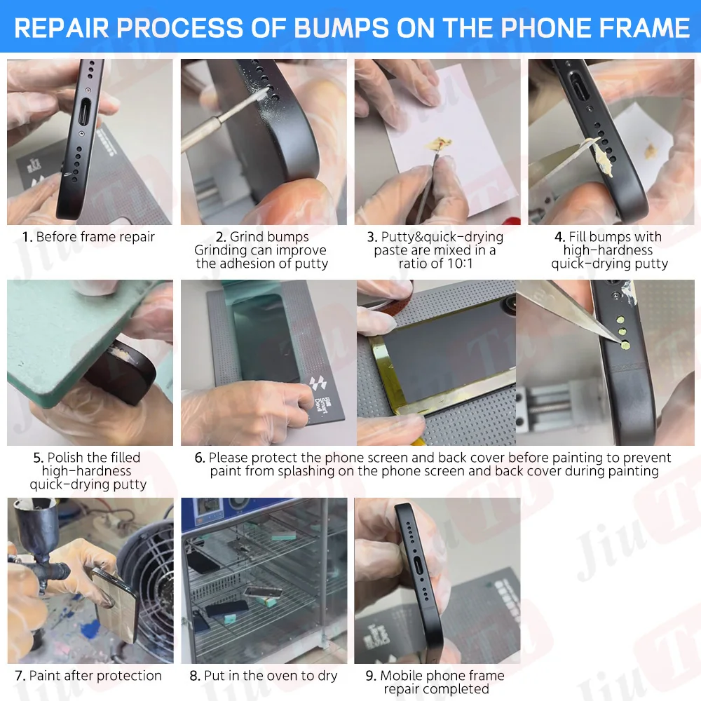 Mobile Phone Bezel Frame Scratch Repair Kit For Silver And Color Frame Polishing and Repaint Refurbishment