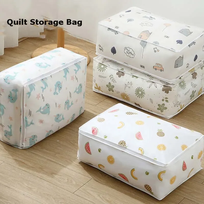 

Printed Quilt Clothes Storage Bag Folding Duvet Blanket Sorting Bags Dust-Proof Closet Under-Bed Storage Moistureproof Organizer