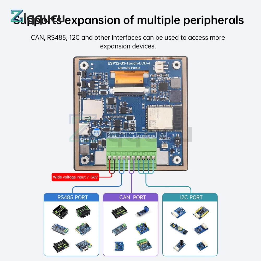ESP32-S3-Touch-LCD-4 ESP32-S3 4-inch LCD Capacitive Touch Screen 32-Bit LX7 Dual Core Processor Wifi Bluetooth Development Board