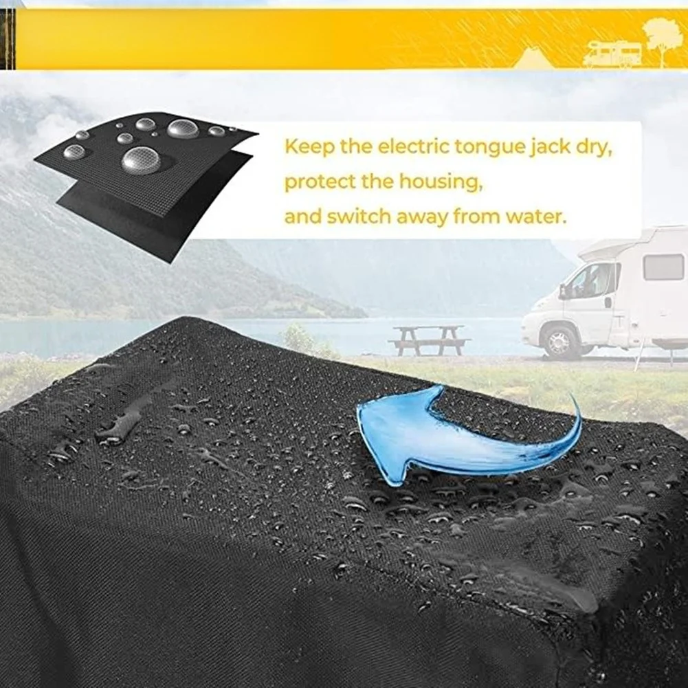 For Trailer and RV Electric Tongue Jack Cover Constructed from 420D Oxford Material Featuring Reflective Strip