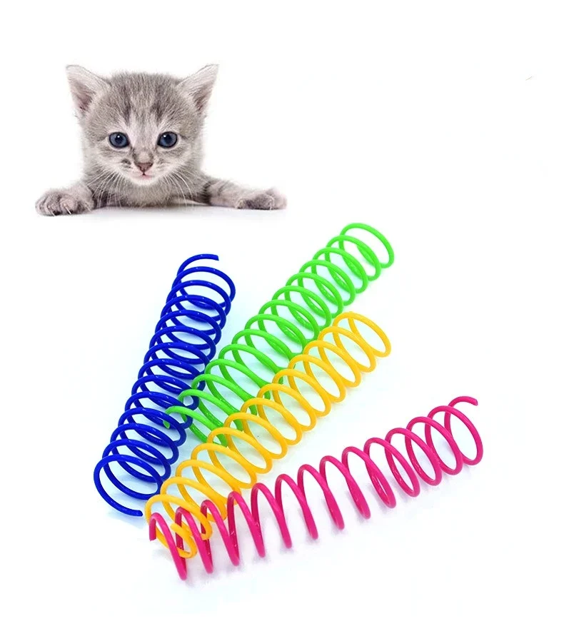 4Pcs/Bag Extended Cat Color Plastic Spring Pet Cat Toys Interactive Pet Products for Cats Pet Cat Supplies