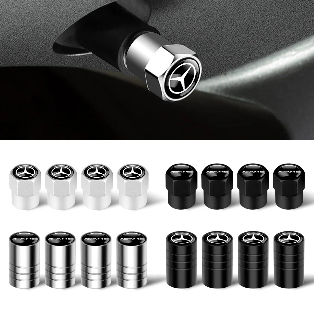 Tampas de proteção para válvulas de pneus de carro 3D para Mercedes Benz Classe A C E S AMG CLA CLS W212 GLC CLK W205 Acessórios Automotivos