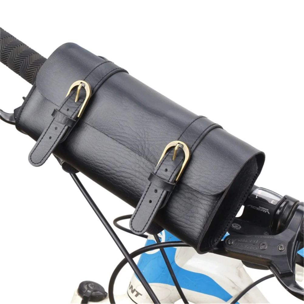 

Bike Handlebar Bag With 2 Adjustable Straps Tool Organizer Motorbike Pouch Saddle Bag Elegance Look Leather Travel Accessories