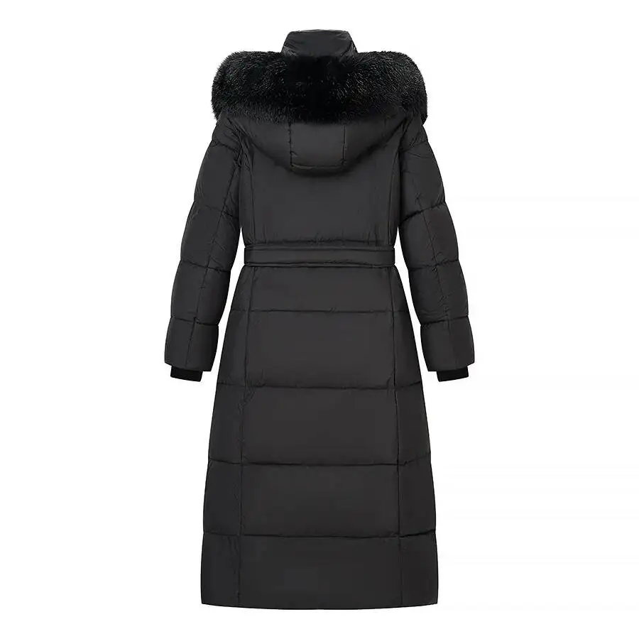 Novo outono inverno estilo europeu americano design elegante e versátil casaco de algodão longo com recheio à mão