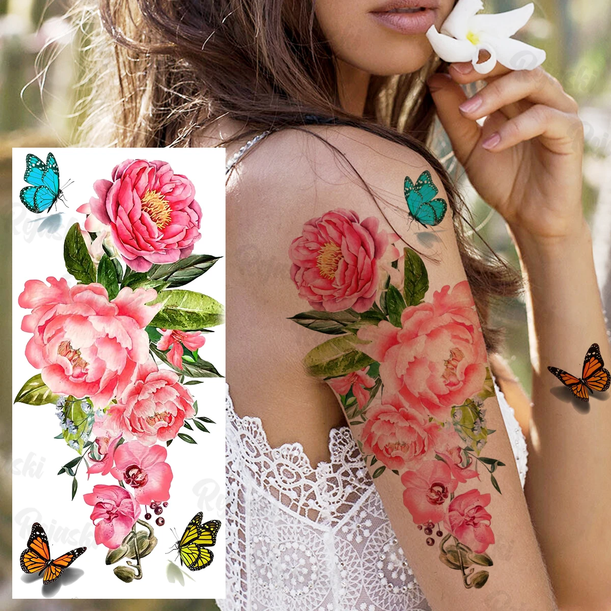 Bunte Kolibri Temporäre Tattoos Für Kinder Mädchen Fuchs Flamingo Tatoo Lavendel Blume Kind Mode Cartoon Gefälschte Tattoo Hand