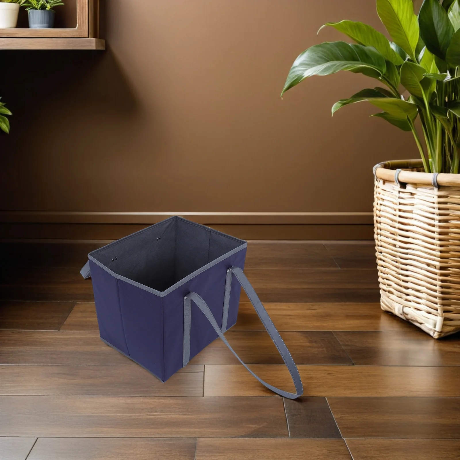 حقيبة تسوق كبيرة محمولة باليد قابلة لإعادة الاستخدام من القماش أكياس البقالة للنساء صندوق الوقوف على شكل صندوق تخزين محمول قابل للغسل #5