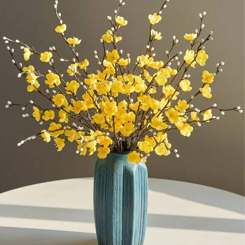 21.65 بوصة زهر البرقوق الأبيض الاصطناعي زهرة صناعية صغيرة Wintersweet لترتيب ديكور المنزل على الطراز الصيني