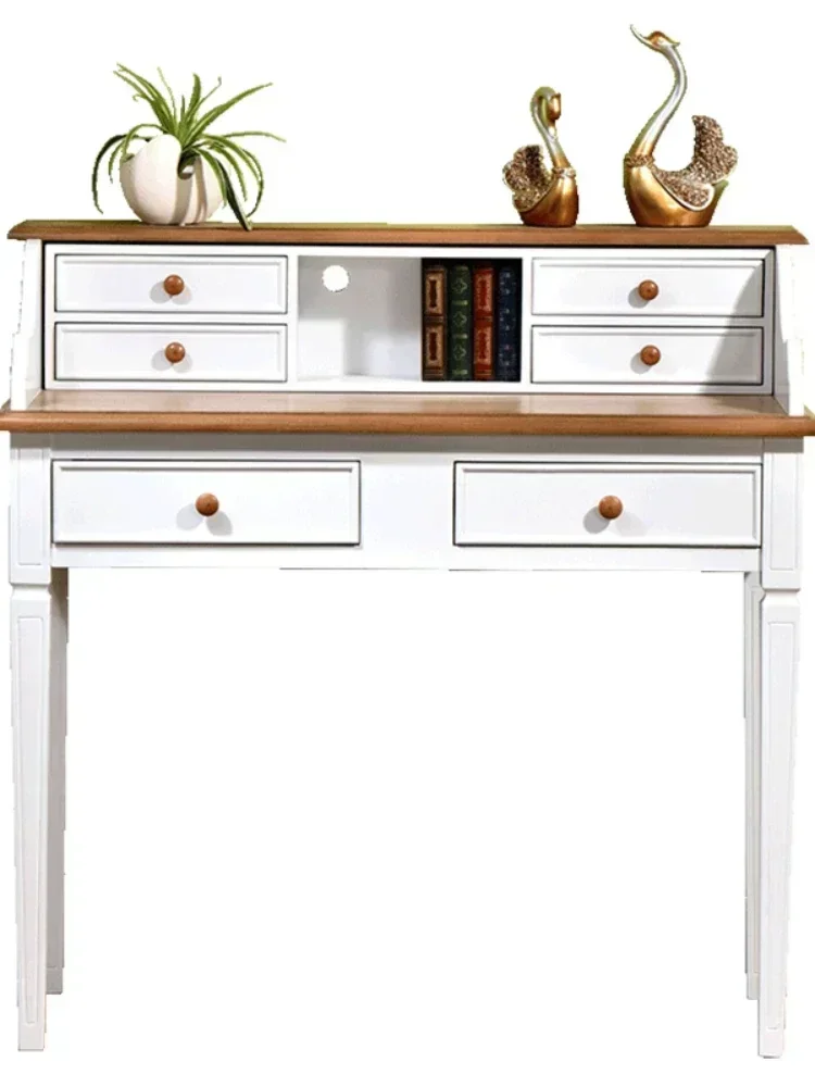 American Solid Wood Desk White Computer Desk Student Household Integrated Desk Dresser