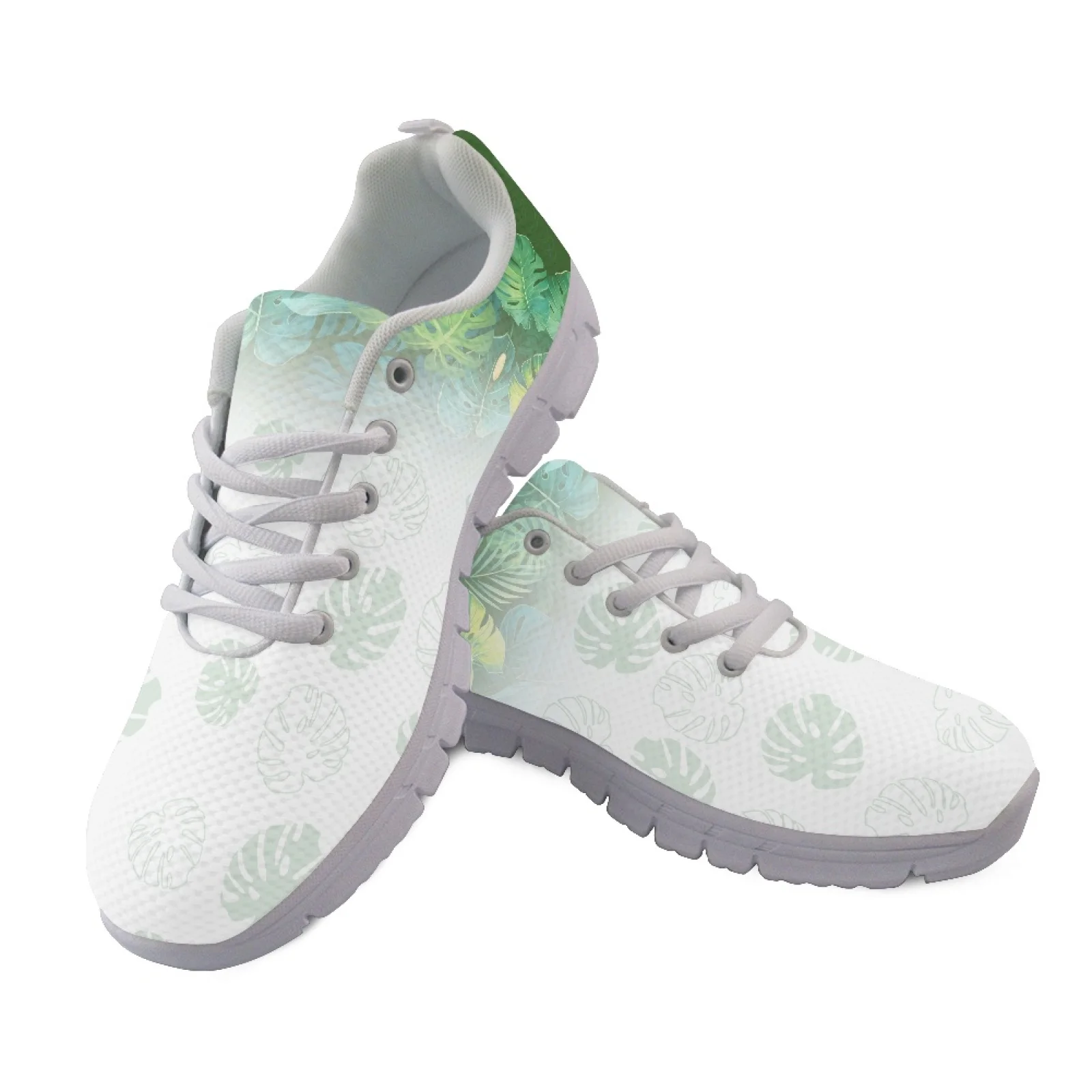 Coloranimal Tropical Leaf Fade New Design Breathable Sports Shoes for Mens Mesh & EVA Sole Walking Shoes Athletic Sneaker