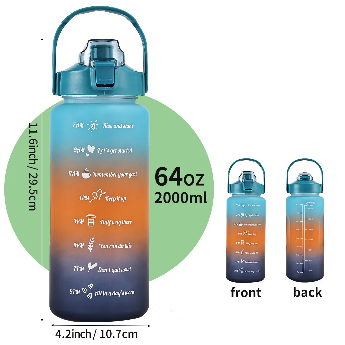 Gradual change water tank, mobile phone holder, crushing and high temperature resistant large water bottle