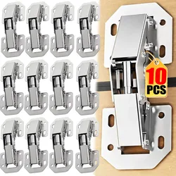 2/10PCS 90 Degree Steel Cabinet Hinges No-Drilling Hole Hydraulic Buffer Hinge Cabinet Cupboard Hinges for Kitchen Furniture