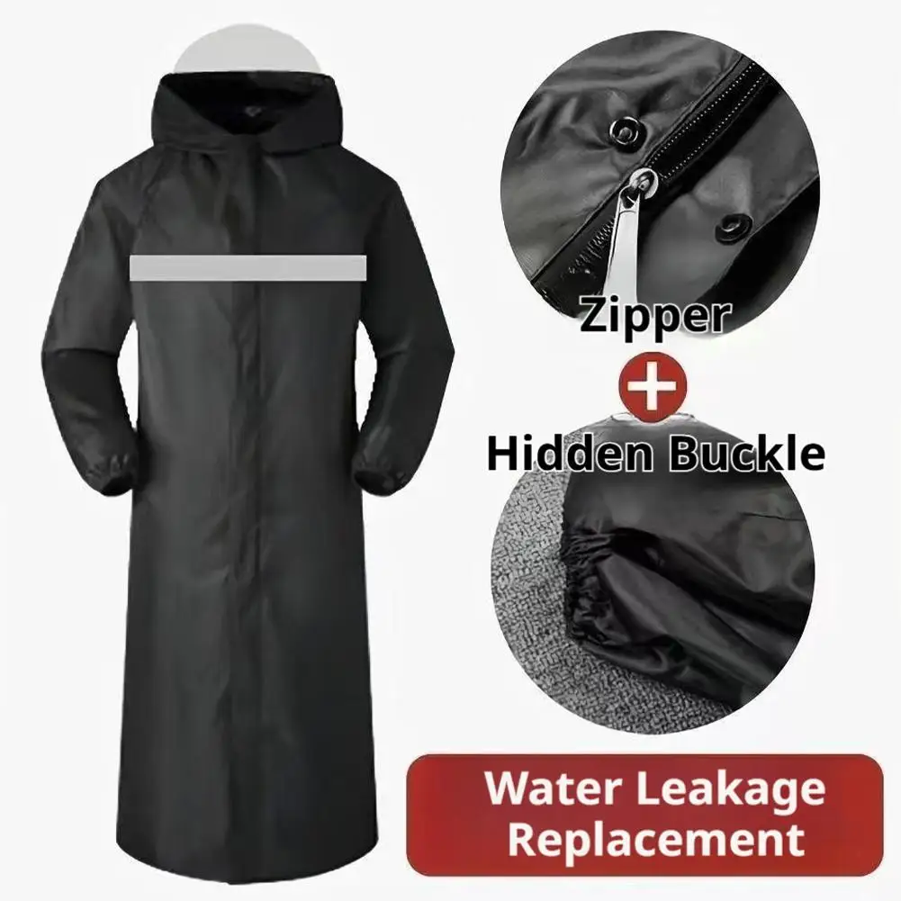 High Quality Breathable Night Light Rain Cover Full-body Rainstorm-proof Heavy Rain Raincoat One-piece Black Thickened Raincoat