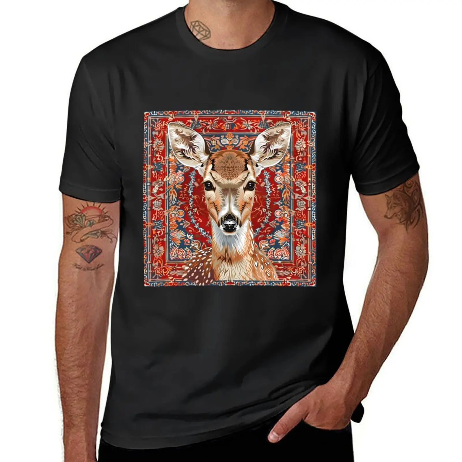 Doe and Persian rug – little deer T-Shirt oversizeds boys animal print summer tops mens workout shirts