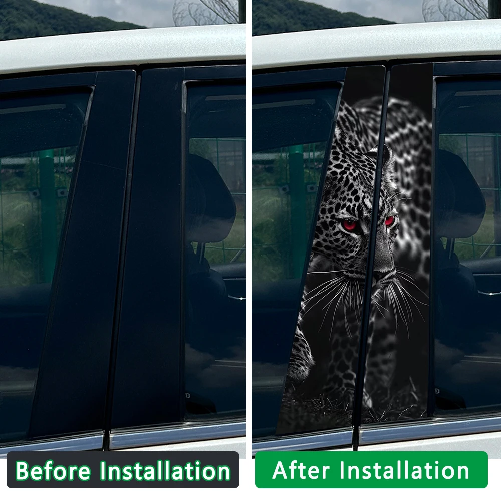 Money Leopard Lion Car B-pillar Waterproof Decal Stickers Auto Center Pillar Sticker Cover Scratches Vehicle Decor Accessories