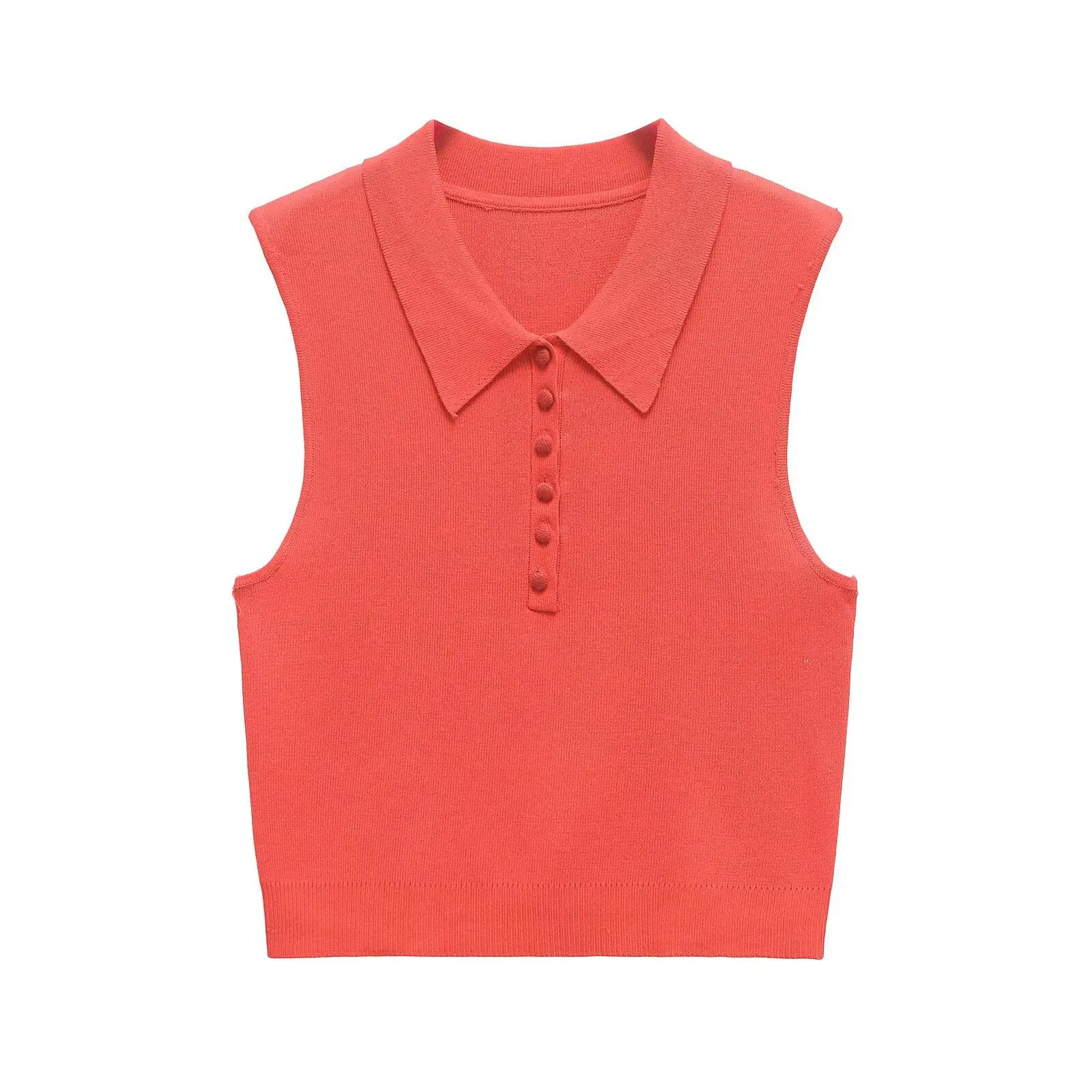 

Women's Side Striped Knitted Vest V-neck Long Sleeve Single-breasted Ribbed Trim Top Spring and Summer New Casual Chic Vest