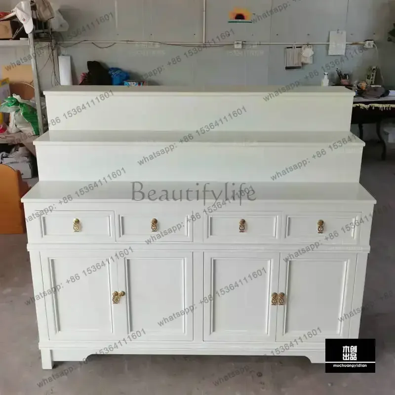 white table three-layer Buddhist platform household solid wood incense case Chinese vertical cabinet God of Wealth cabinet