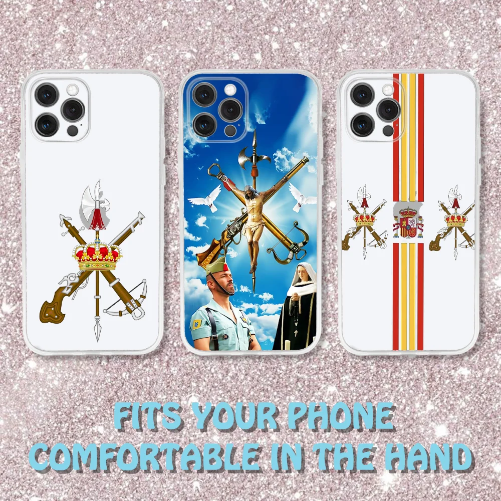 

Spanish Legion Logo Phone Case For iPhone 16,15,14,13,12,11 Pro,Max,Plus,X,XS,XR,SE,Mini Transparent Silicone Soft