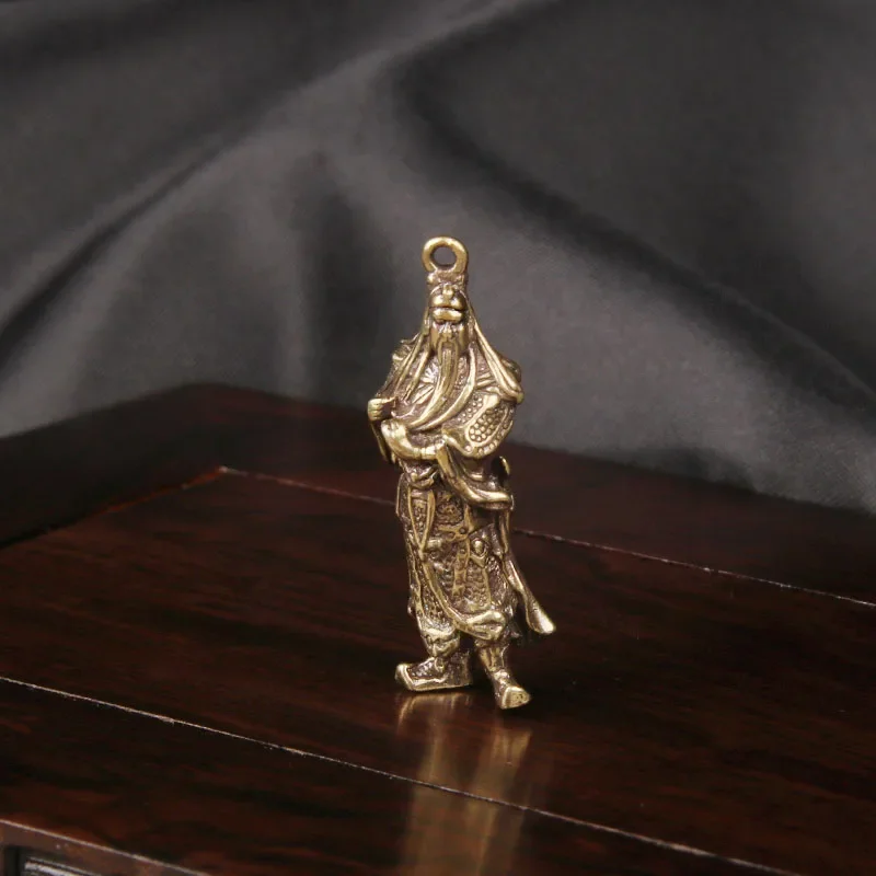 Brass Guan Gong Keychain Pendant Wu Caishen Handicraft Luggage Decoration Pendant Antique Bronze Ware home decorations figures