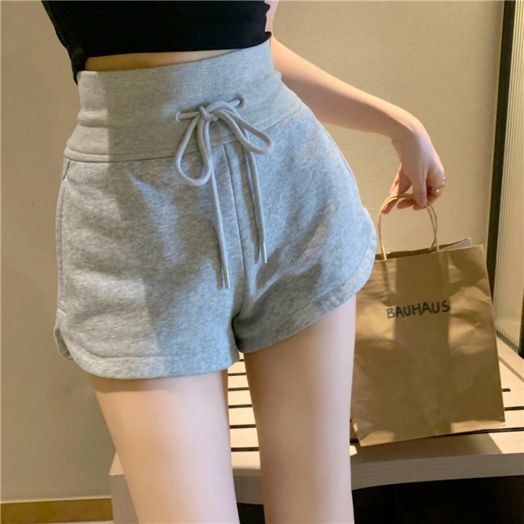 

Grey High Waist Straight Leg Sporty Shorts Women's Fashionable Casual Pants Korean Style Commute Wind Summer New Arrival