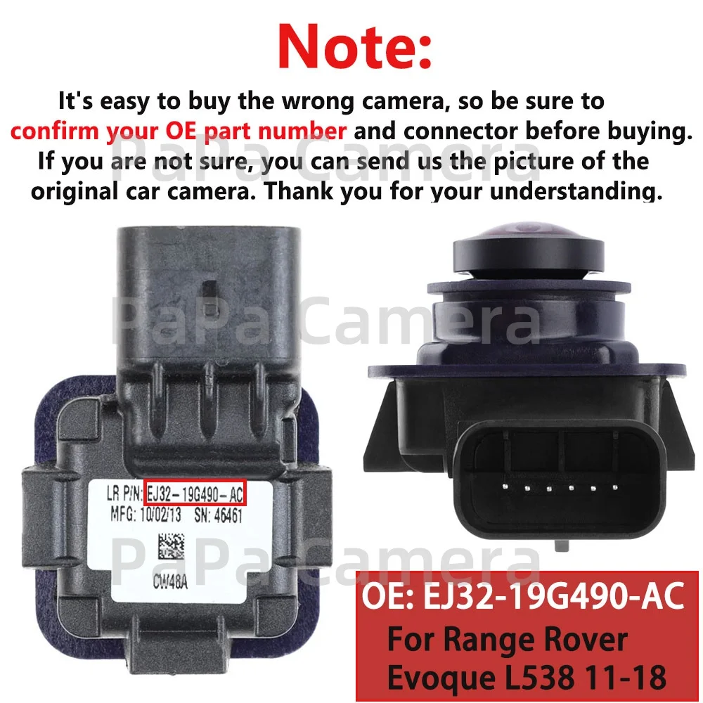 EJ32-19G490-AC Rear View Camera Reverse Parking Assist Backup Camera Car EJ3219G490AC For Range Rover Evoque L538 11-18 2.2