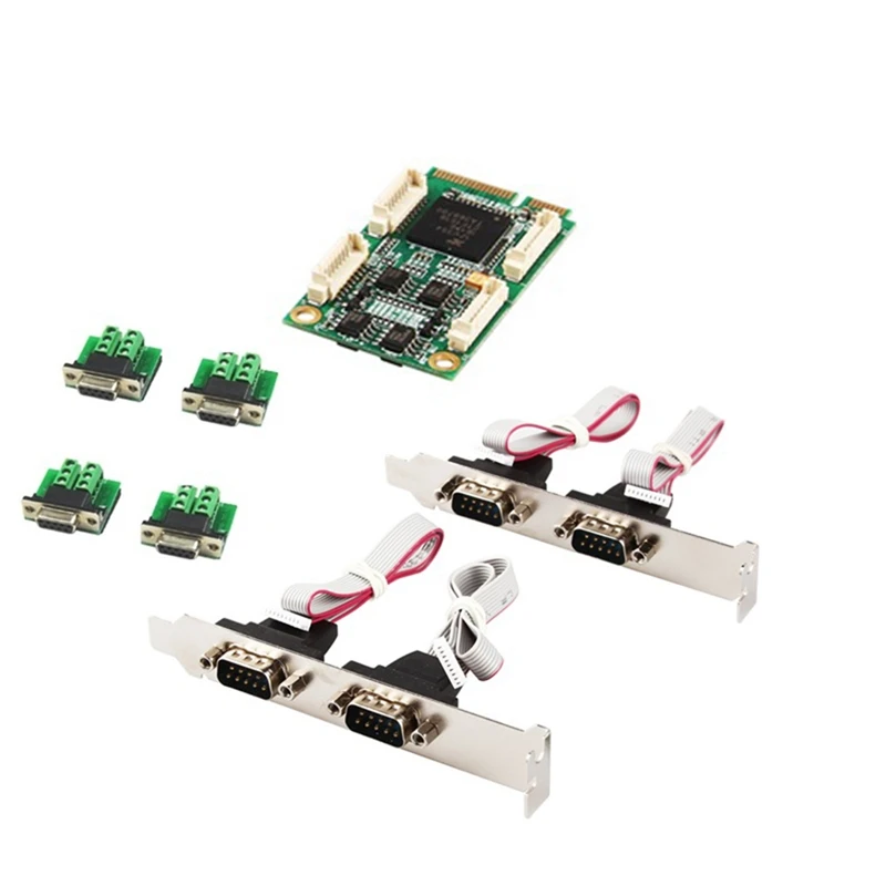 Mini Pcie 4 Ports RS422 RS485 Db9 Com Half Size Mini PCI Express Serial Port Industrial I/O Controller Card