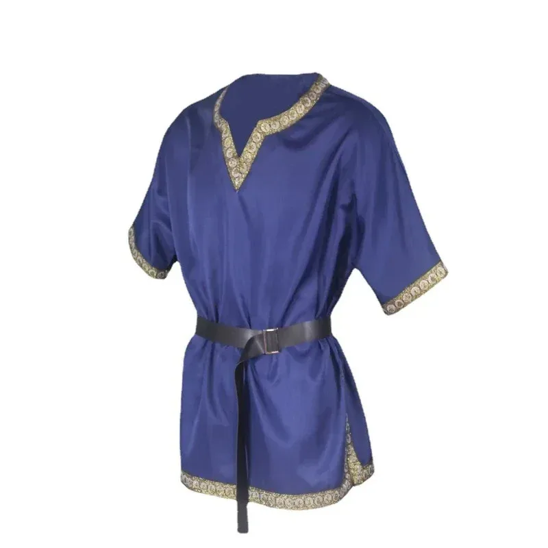 Medieval Knight Warrior Tunic Cosplay Costume Norman Knight V-neck Clothing Woven Viking Pirate Saxon Male Women COS Performance