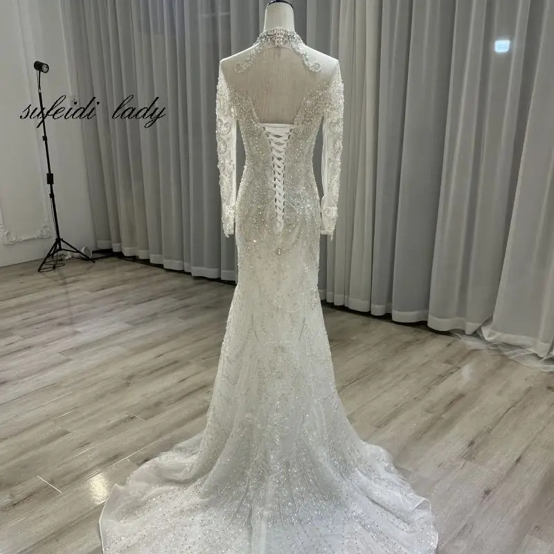 2023 Luxury handmade beaded bridal fishtail wedding dress